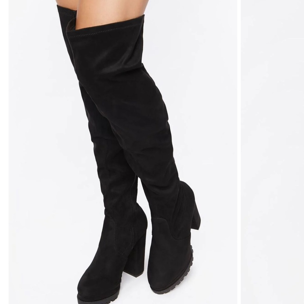 Faux suede over the knee lug some boots